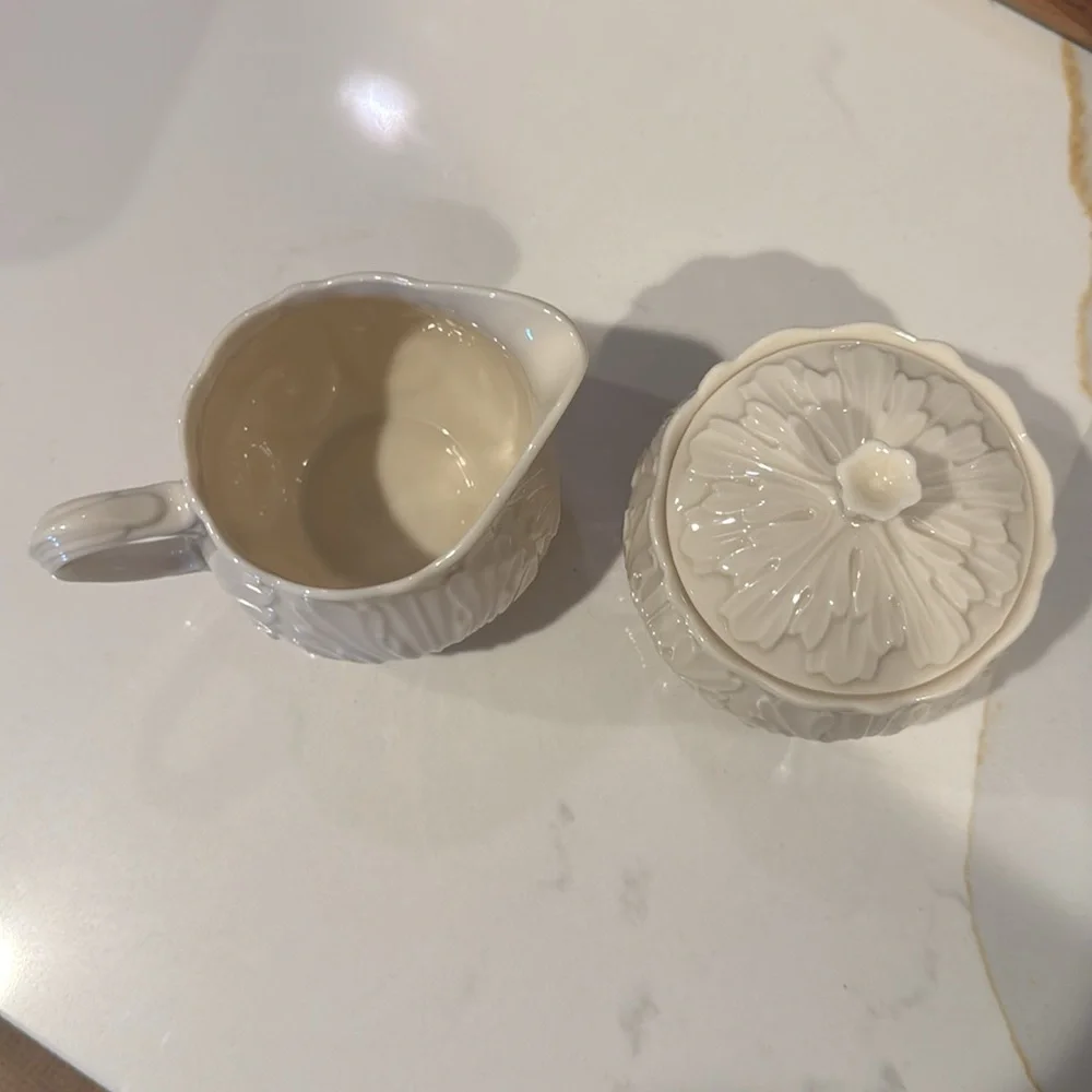 Lenox Cream Porcelain Sugar Bowl and Creamer Set